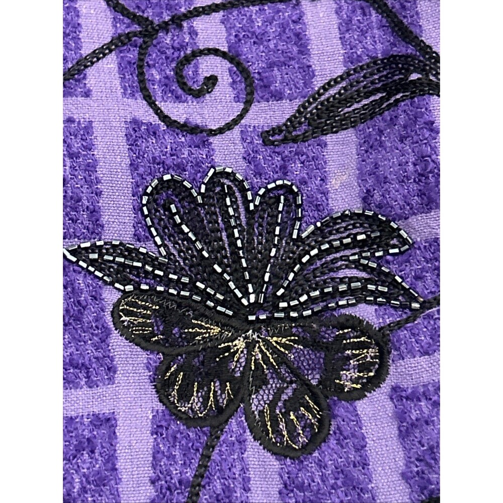 Vintage Alex Kim Women’s purple Button  Jacket, Beaded Embroidered Flowers Sz 1X - Picture 3 of 16